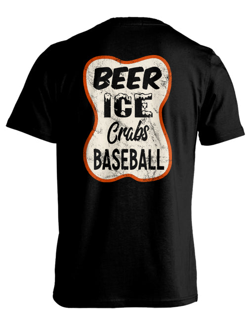 BEER ICE CRABS BASEBALL, BLACK (PRINTED TO ORDER)