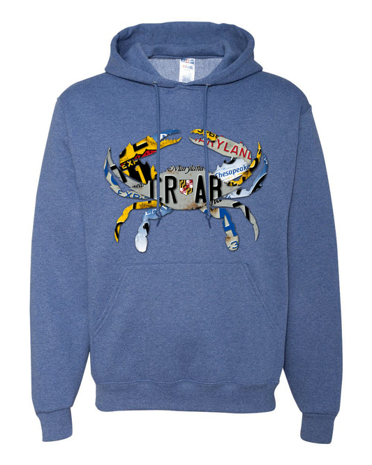 CRAB LICENSE PLATE, ADULT HOODIE